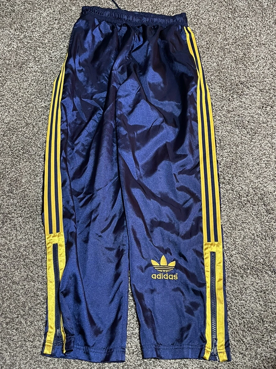 Vintage Adidas Nylon Satin Blue Gold Basketball Pants Sweat EUC