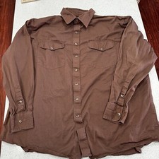 Walls Shirt Men 2xl Ranch Wear Western Brown Pearl Snap Button Long Sleeve VTG