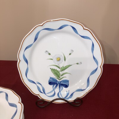 WOW! Set 6 Daisy/ Blue Ribbon ESTE CE Italy Designed For Plummer McCutcheon Rare