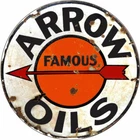 Vintage Style Metal Sign Arrow Motor Oil Gas Station 14x14