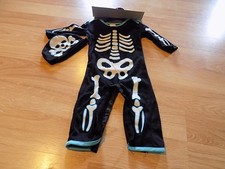 Size 6-12 Months Halloween Costume Skeleton Black White Glows in Dark New NWT