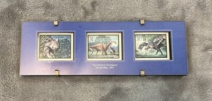 USPS VINTAGE 1997 POSTMARK GALLERY FRAMED PRINT THE WORLD OF DINOSAURS STAMPS