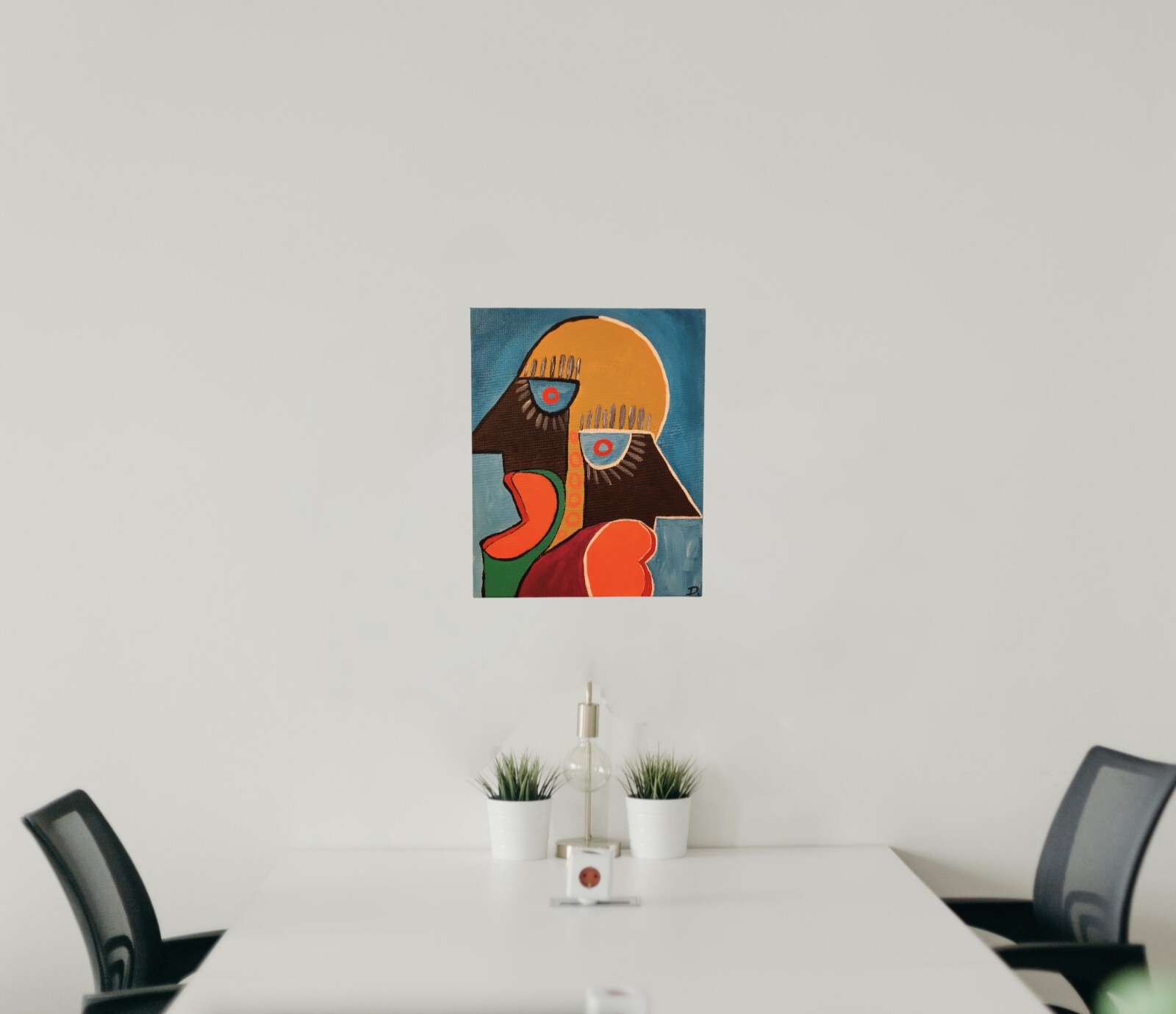 Original acrylic painting on canvas abstract colorful portrait 9.44