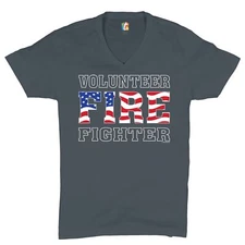 Volunteer Fire Fighter V-Neck T-shirt Fire and Rescue Courage Patriotic Tee