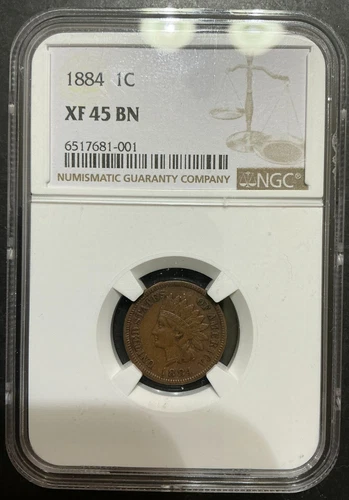 1884 Indian Head Cent NGC XF45 Snow 1 S-1 FS-401 Star on Shield Rare Variety c1