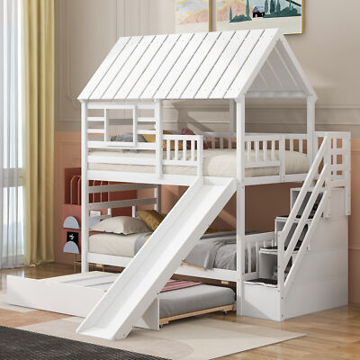 Ladder Tp Loft Wooden Playhouse Wooden Twin Over Full Bunk