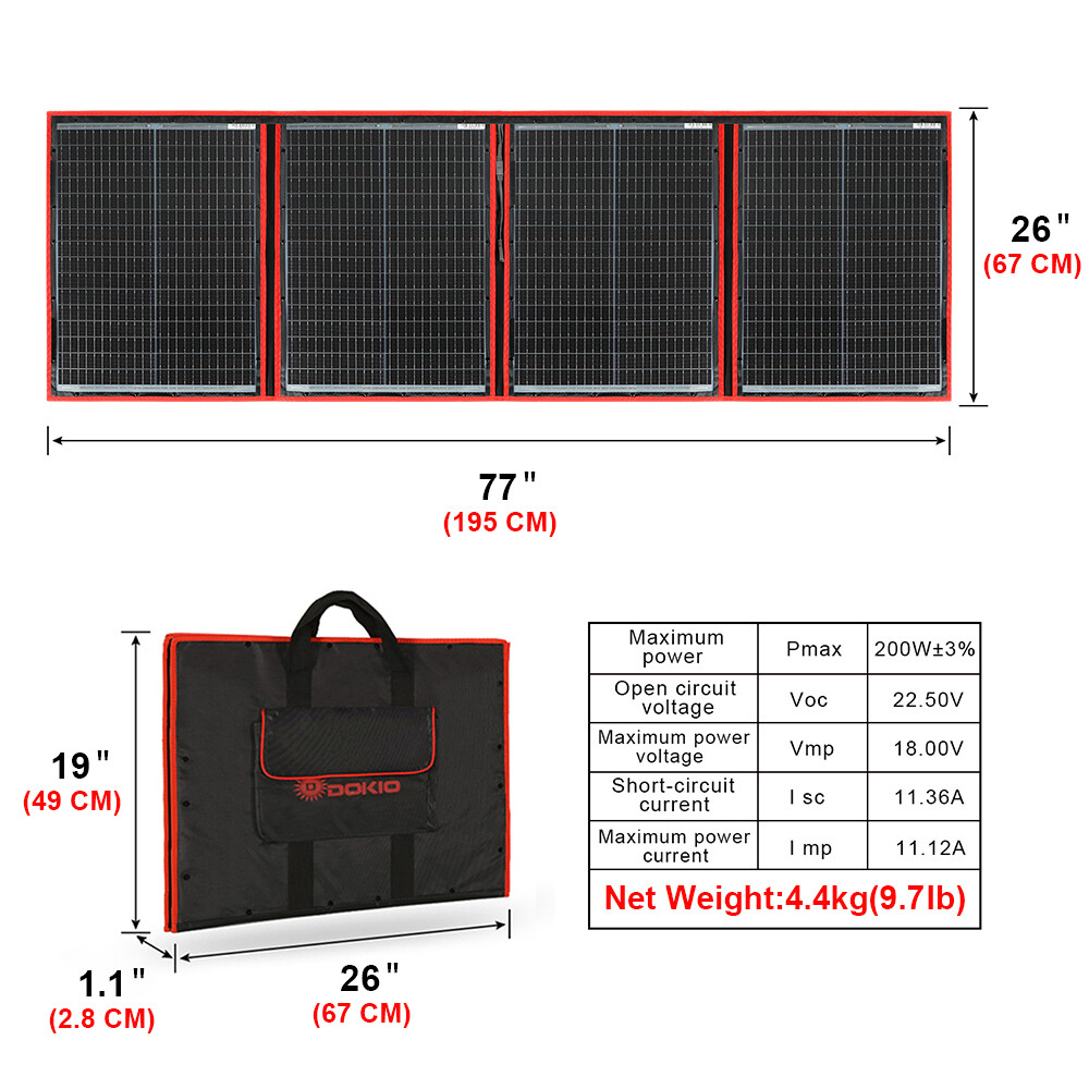 DOKIO Faltbares Solarpanel Mobiles monokristallinen Solarzellen 300w im DOKIO Faltbares Solarpanel Mobiles monokristallinen Solarzellen 300w im