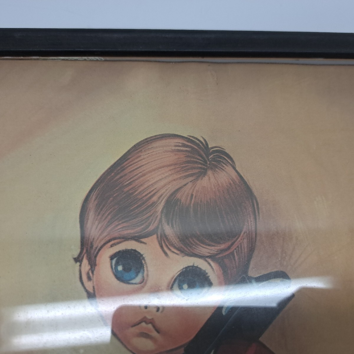 Vintage Art Print BIG EYES by EVE Framed Under Glass 15