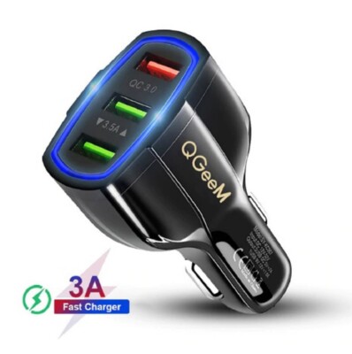 QGEEM 3-Port USB 3.0 Quick Charge Portable Car Charger