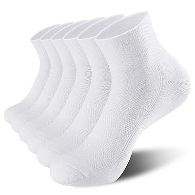 Lapulas 6 Pack Ankle Socks with Cushion, Athletic Running Sports Small White