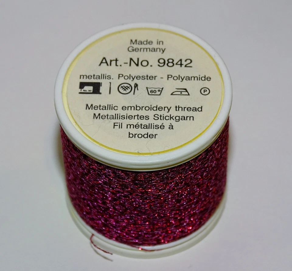 Metallic Madeira, 200 Meters, No. 40, Metallic Embroidery Thread, Fuschia - Image 3 of 4
