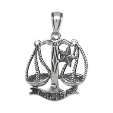 Libra Pendant Charm Zodiac Sign Sterling Silver .925 Oxidized Made In USA