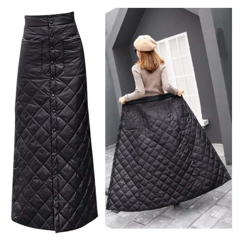 Lady Thick Puffer Long Skirt Quilted Padded A-Line Outdoor Winter