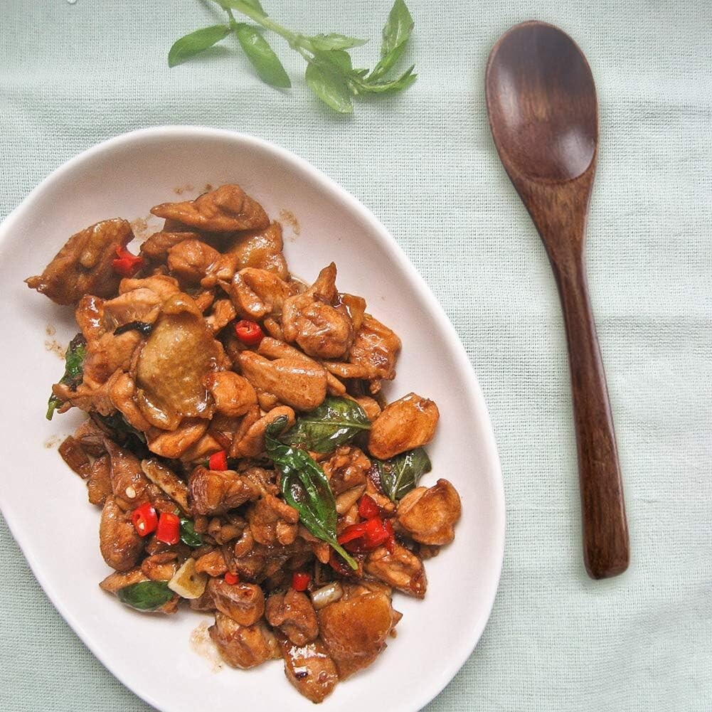 HANSGO Small Wooden Spoons, 6PCS Small Soup Spoons Serving Spoons