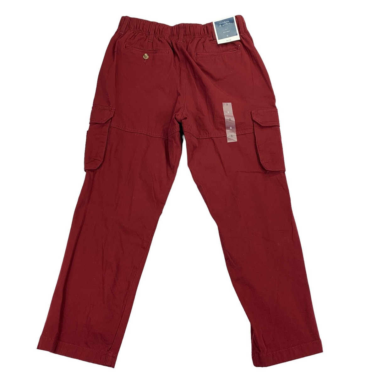 Club Room Mens Classic Fit Drawstring Cargo Pants Maroon S