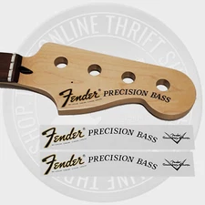 Fender Precision Bass Waterslide Guitar Headstock Decals with CS Logo (Set of 2)