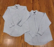 2 Lands End Dress Shirts Blue Long Sleeve Button Up 15 1/2 - 33 Monogram ECS