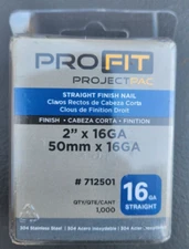 (5 Pack) ProFit Straight Finish Nail 2" x 16 GA (712501) SS Nails, 1000 Pcs