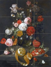 A STILL LIFE OF ROSES Tile Mural Kitchen Bathroom Wall Backsplash Art 12.75x17