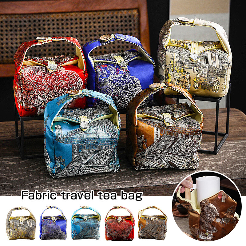 Satin Teaware Storage Bag Handmade Tea Cup Bag Portable Teapot Travel Cloth Bag