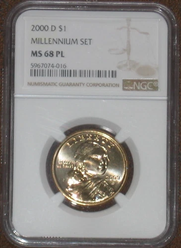 2000 D Sacagawea Dollar Millennium Set NGC Grade MS 68 PL Proof Like Sac Native