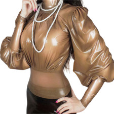 Women Latex Top Metal Suit Party Wear Halloween Cosplay Costumes Outfit