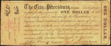VA $1 The City of PETERSBURG Virginia April 23rd, 1861 J-L TP05-06A