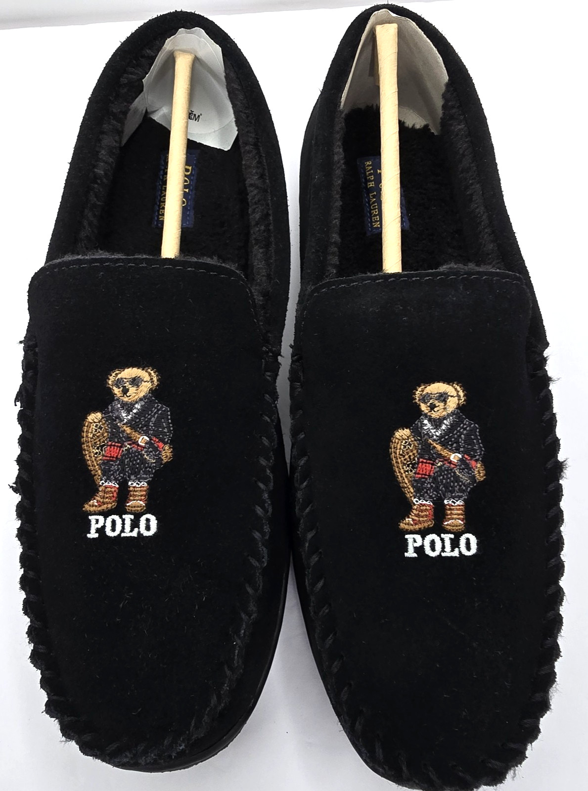 Polo Ralph Lauren Mens Black Holiday Brenan Bear Moccasin Slippers- Size 10-NIB thumbnail 2