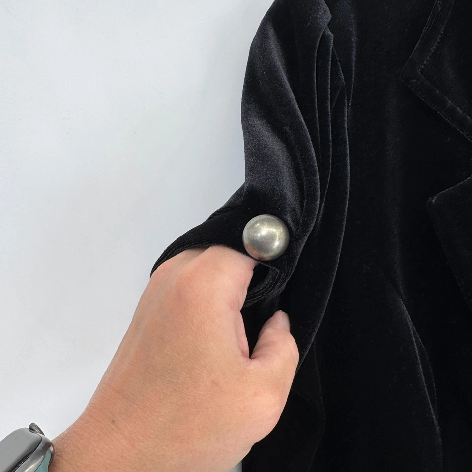 Vintage Y2K NikiBiki Velvet Jacket Juniors Large Black Whimsigoth Silver Buttons - Image 4 of 4