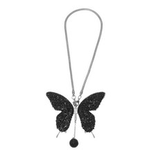 1 Pcs Artificial Crystal Butterfly Car Rear View Mirror Pendant Black