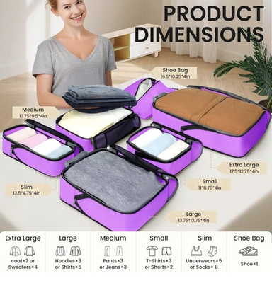 #ad #ad BAGAIL 4 Set 6 Set Compression Packing Cubes Travel Accessories Expandable Packi $11.00