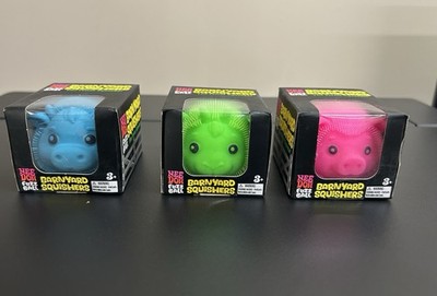 NeeDoh Fuzz Ball Barnyard Squishers Pig Cow & Goat Complete Set of 3 BRAND NEW