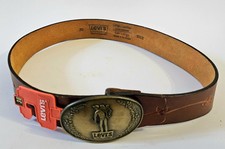 VTG NOS Levi's Latigo Leather Belt Cowboy Buckle Stamped Flower 30" Canada