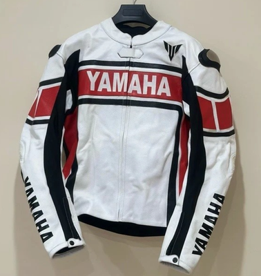 Yamaha Racing レーシングジャケット 赤/白 Yamaha White Motorbike Racing Leather Jacket Mens Yamaha Biker