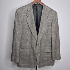 VTG 80s Austin Reed Glen Plaid Wool Blazer 42R Sport Coat Academic USA Union