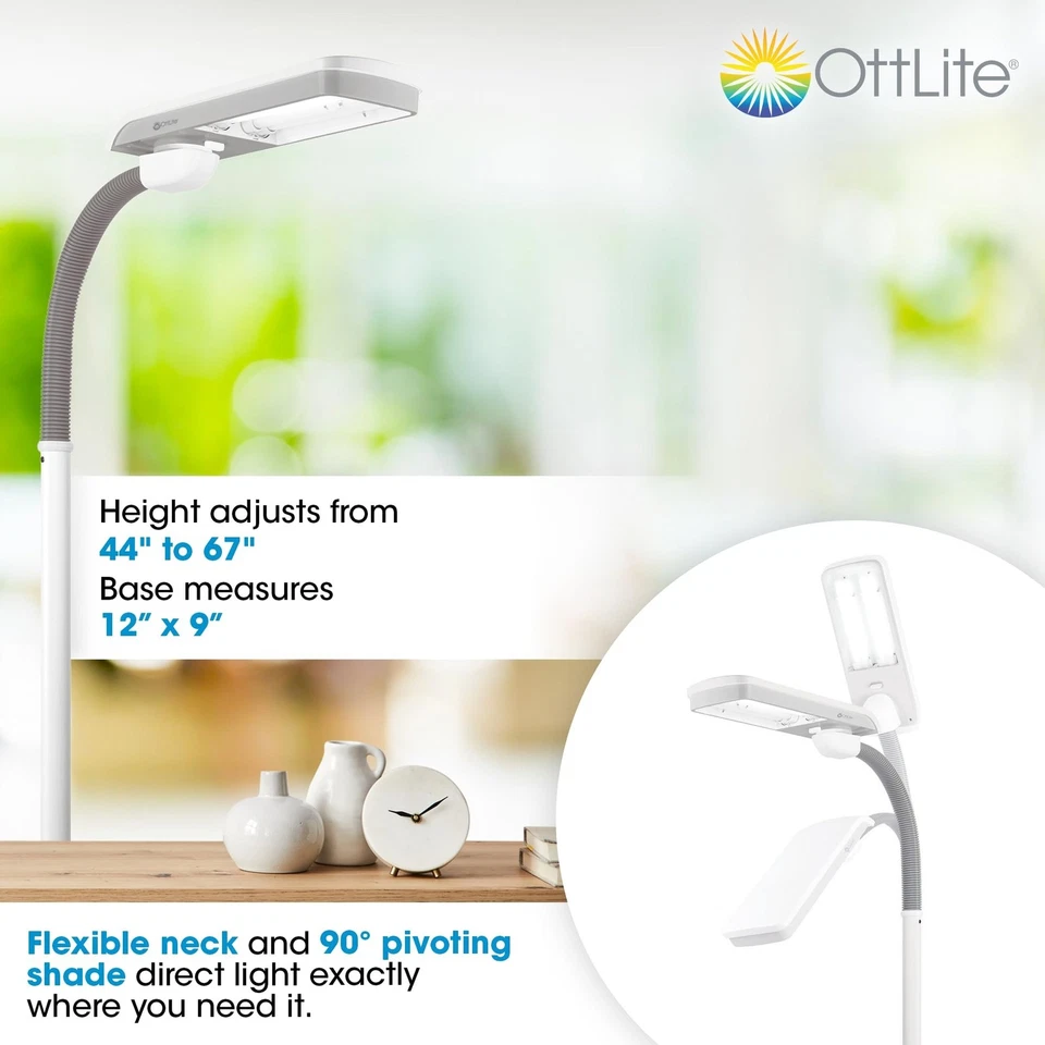 Lámpara de pie OttLite con cuello ajustable, pantalla pivotante lámpara multiusos... Foto 2 de 4