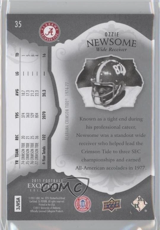 2011 Upper Deck Exquisite Collection /75 Ozzie Newsome #35 HOF - Image 2 of 2