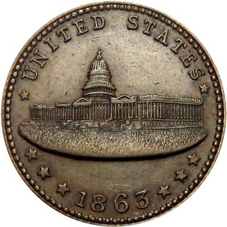1863 Bridgeport Connecticut Civil War Token E W Atwood US Capitol Building