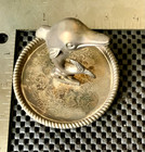 DOLPHIN ON THE WAVE BRONZE TONE VINTAGE ASHTRAY 3 1/4" X 3" TALL MADE IN CHINA — photo 4
