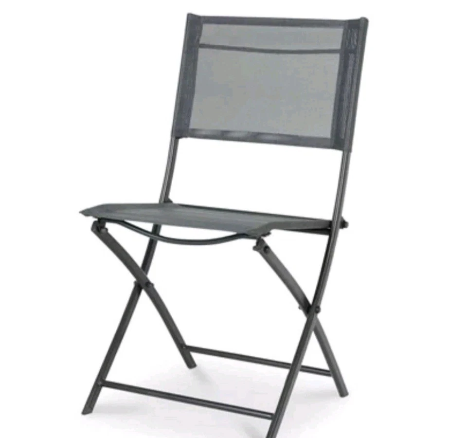 GoodHome Saba Steel Grey Metal Foldable Chair