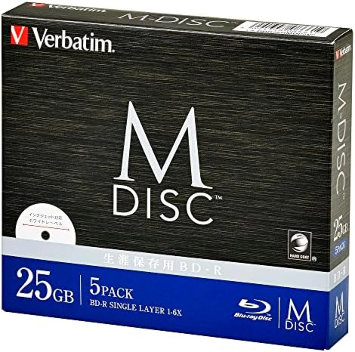 Verbatim Long Term M-DISC BD-R single recording 1-6x 25GB 5-disc New from Japan