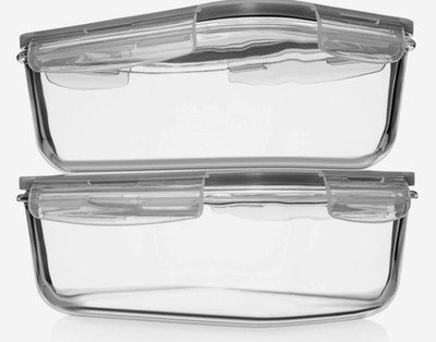 8 Cups 4pc Large Glass Food Storage Baking Containers with Locking Lids BPA Free