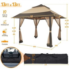 Pop-Up Gazebo Tent with 4 Mesh Sidewalls Height-Adjustable Outdoor Canopy Tent