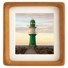 Zibrelte 6x6 Wood Picture Frame w/ Mat for 4x4 Photos, Teak, Square