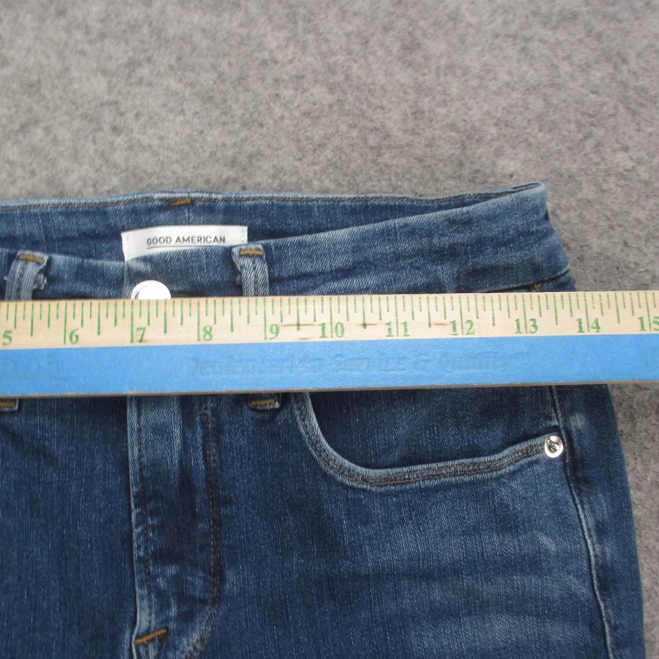 Pantalones de mezclilla Good American para mujer 6/28 azules buenos acampanados elásticos cremallera GFTH899T Foto 3 de 4