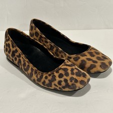 Vionic Women's Orinda Suede Ballet Flats Brown Leopard, Sz 7.5, Orthotic Comfort