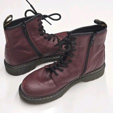 Dr Martens 1460 J Kids Brown Leather Zip Lace-Up Boots Size Boys 4 / Girls 5