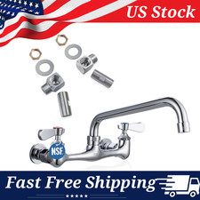 Restaurant Grade NSF Certified 8" Wall Mount Faucet - Lead-Free 8" Center Brass
