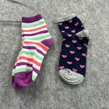 Womens Cotton Casual Assorted Design Multicolor Crew Socks Size 9-11 Lot Of 2