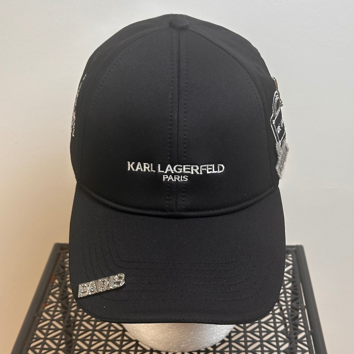 Karl Lagerfeld Paris Baseball Cap Black Eiffel Tower Adjustable, One Size,NEW WITHMOONS Baseball Cap Eiffel Tower Bonjour Paris Embroidery  main image 4